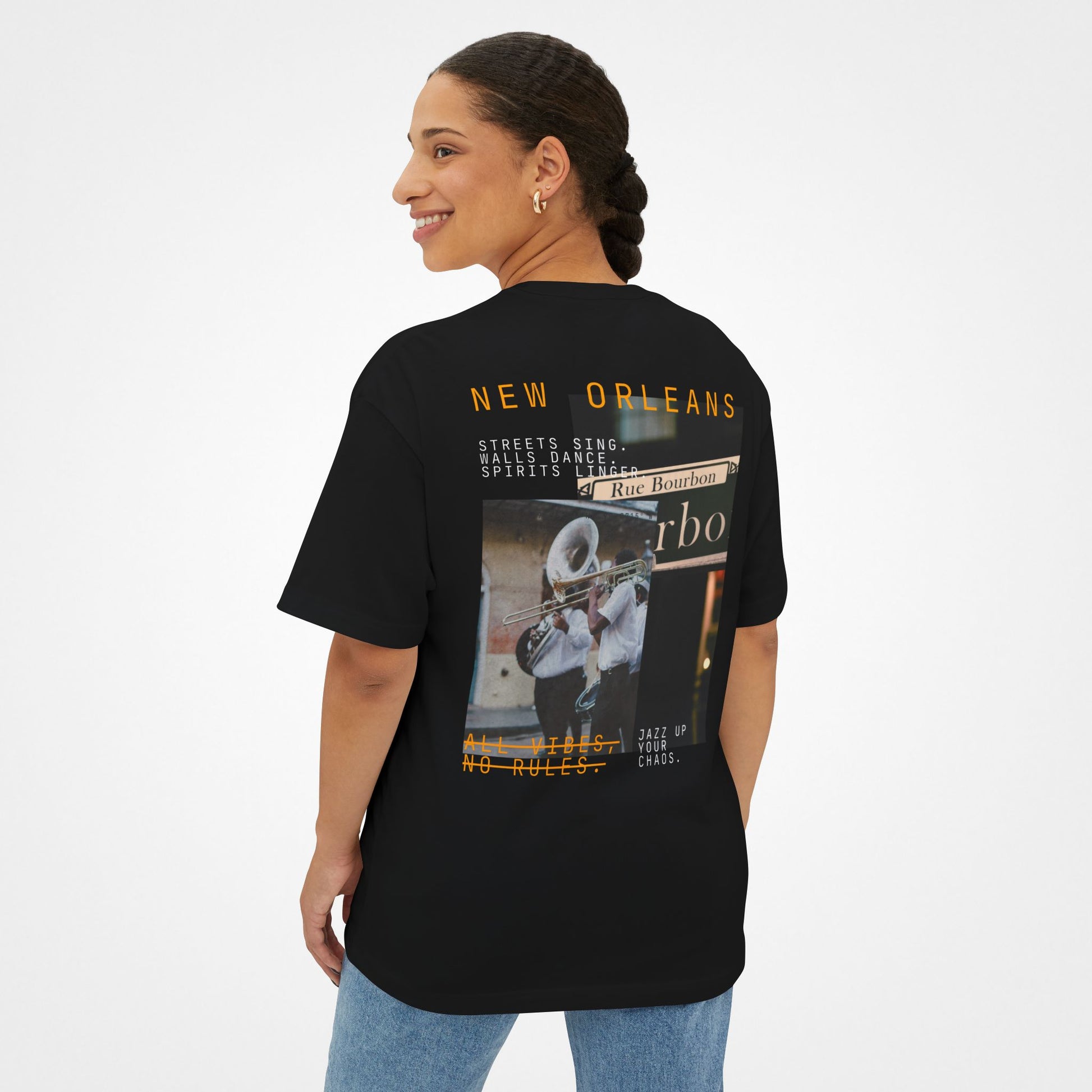 Jazz Up the Chaos – NOLA Oversized Boxy T-Shirt Moodwear