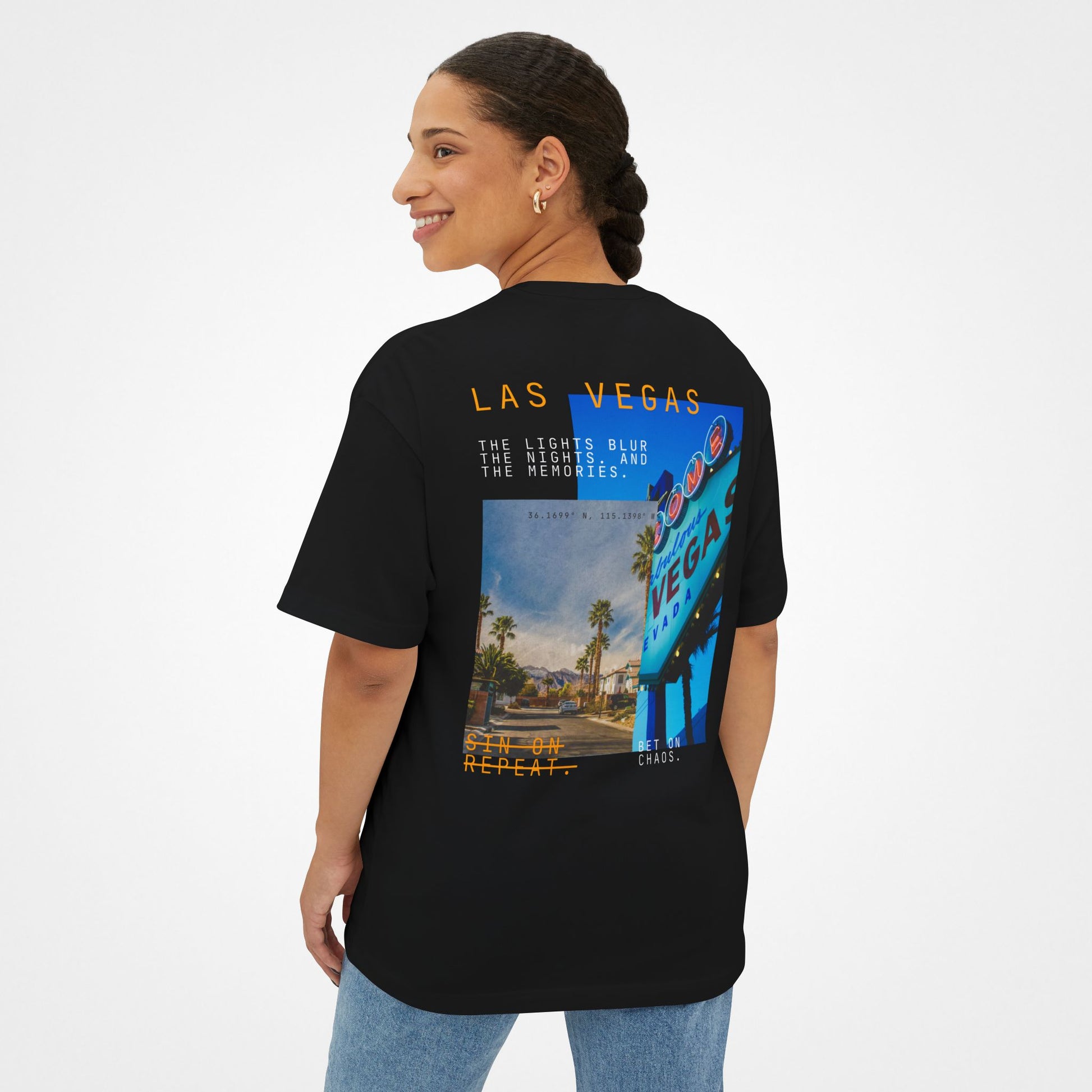Sin on Repeat – Las Vegas Oversized Boxy T-Shirt Moodwear