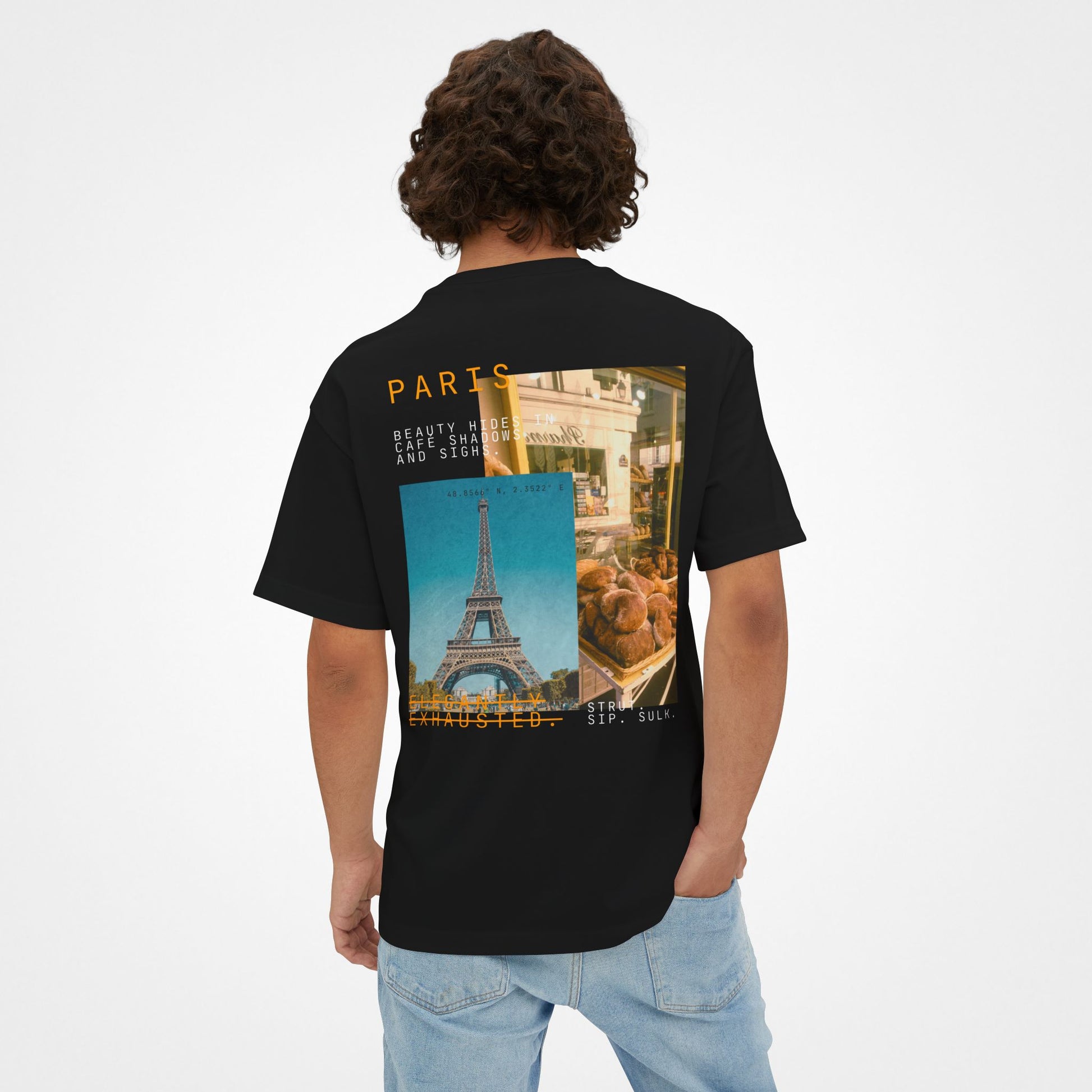 Elegantly Exhausted – Paris Oversized Boxy T-Shirt Moodwear