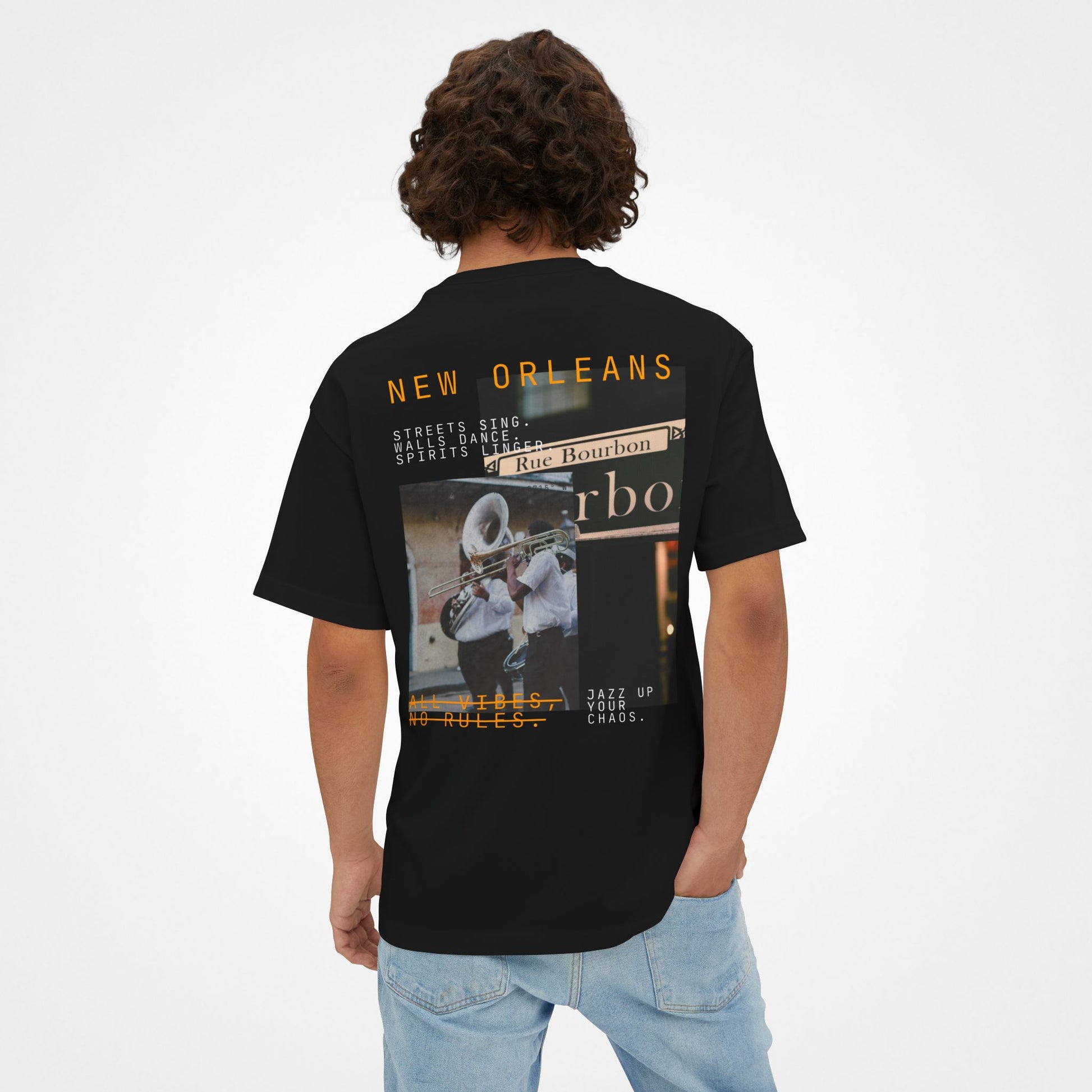 Jazz Up the Chaos – NOLA Oversized Boxy T-Shirt Moodwear